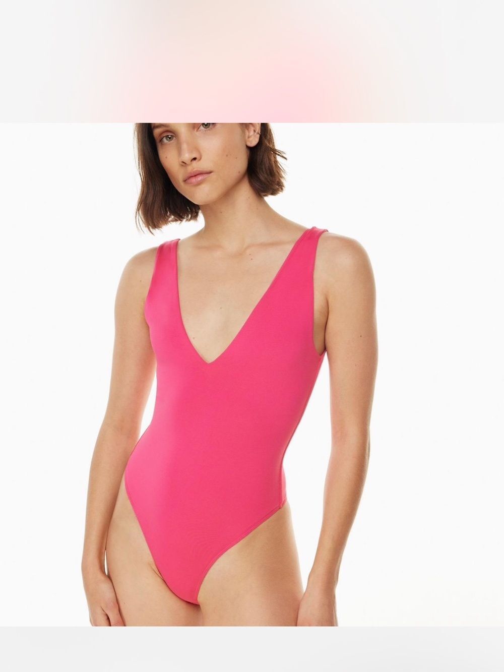 Aritzia Hot Pink V-Neck Bodysuit